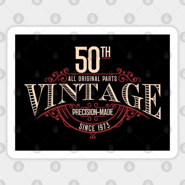 50th Vintage Sticker by Rowdy Designs